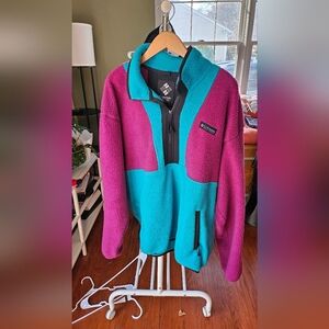 Columbia half zip pull over pink/blue